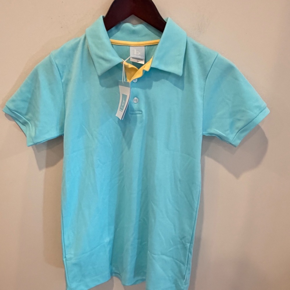 Bella Bliss Boys Blue Pima Cotton‎ Short Sleeve Polo Shirt Size 12 NWT